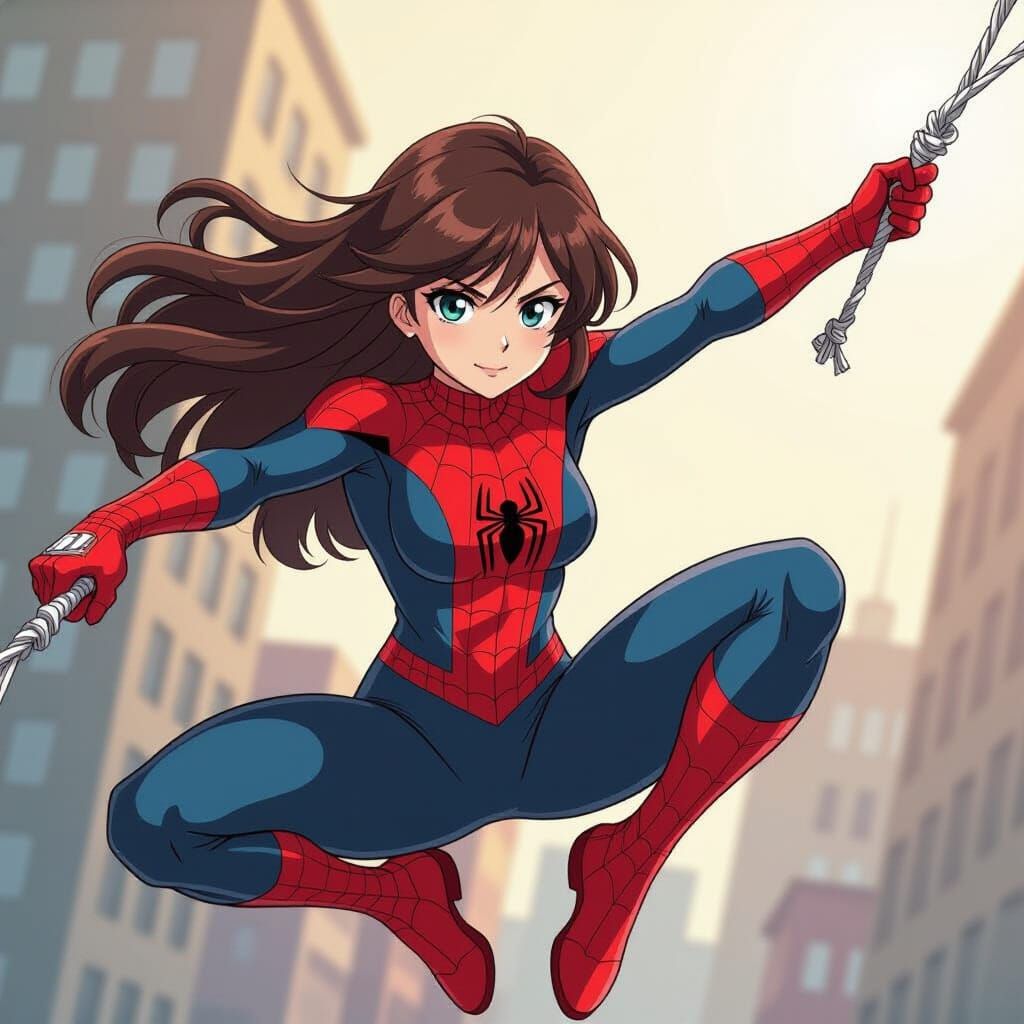 Spider-Woman Anime Style Heroic Pose