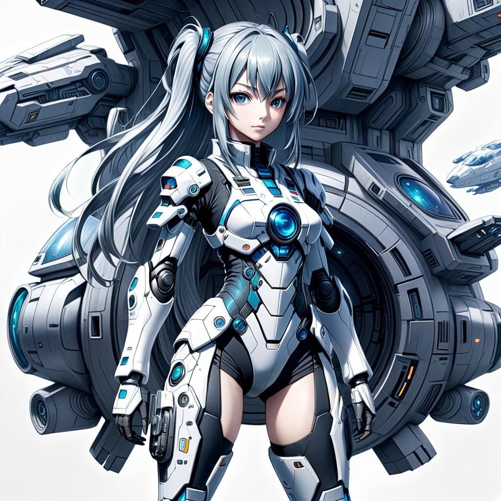 Sci-Fi Anime Girl Hyperdetailed Pencil Drawing