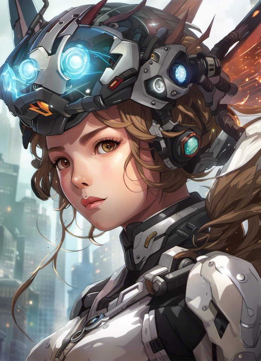 Anime Cat Girl in Sci-Fi Mecha Exosuit
