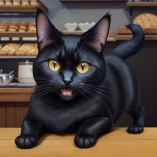 Jiji Black Cat in Bakery Shop, Studio Ghibli Style