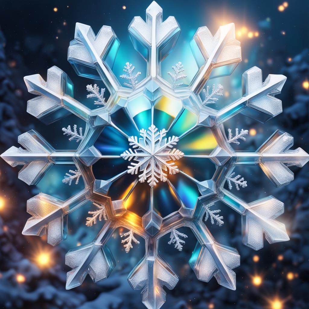 Festive 3D Glass Snowflake with Christmas Glow
