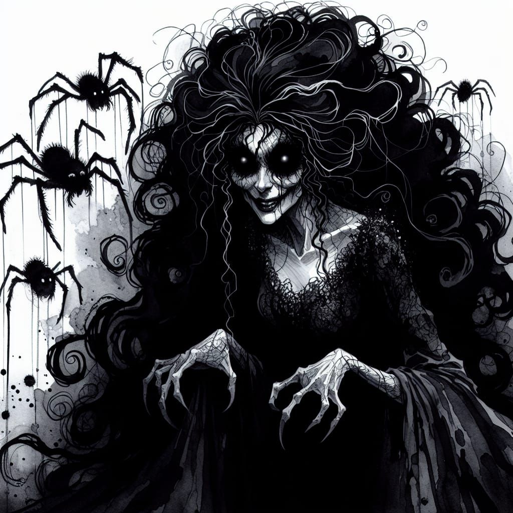 Sinister Spider Woman in Dark Fantasy Art