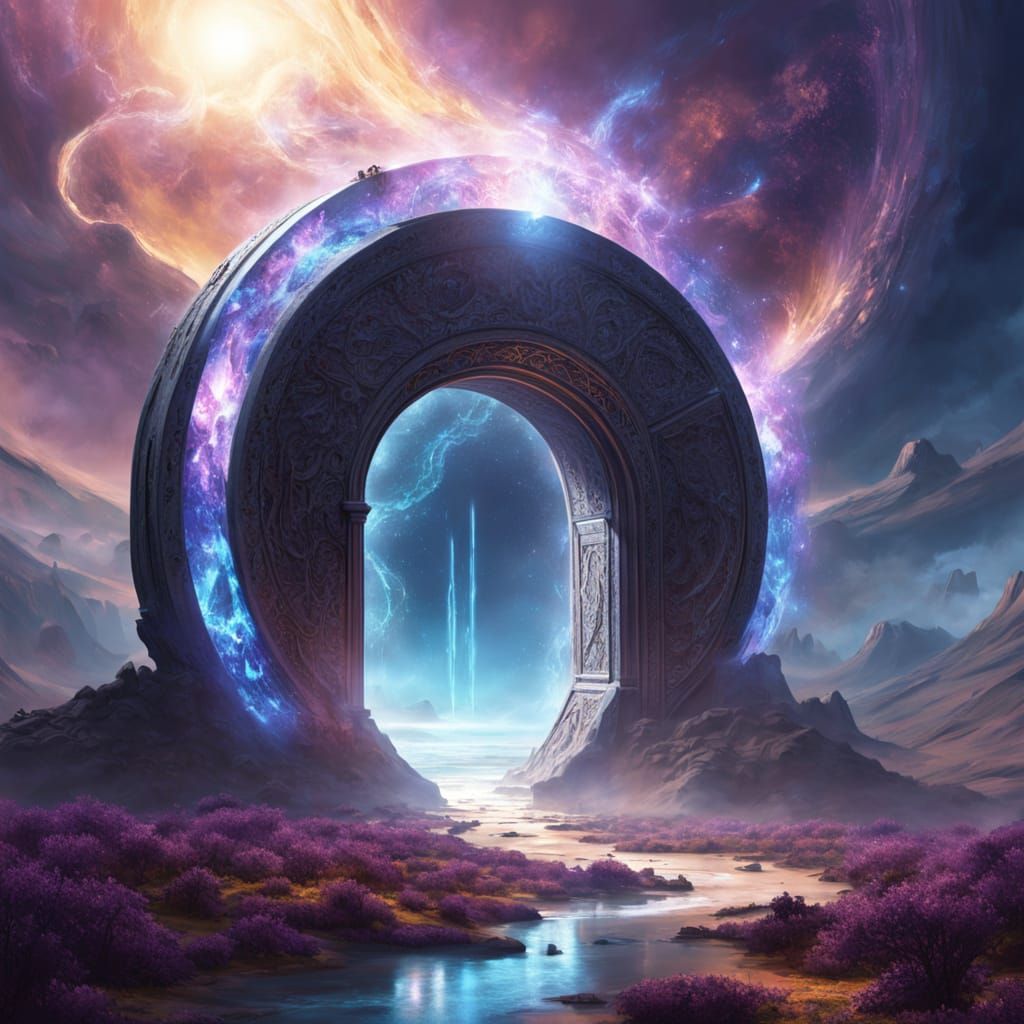 Luminous Portal in Desolate Landscape Sci-Fi Concept Art