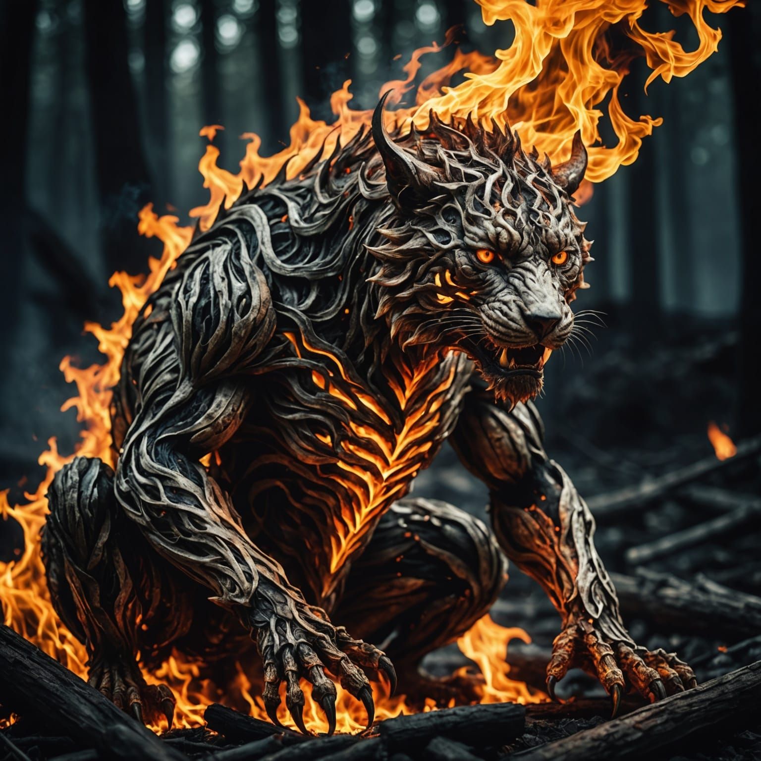 Vibrant Inferno in Hyperrealistic Detail