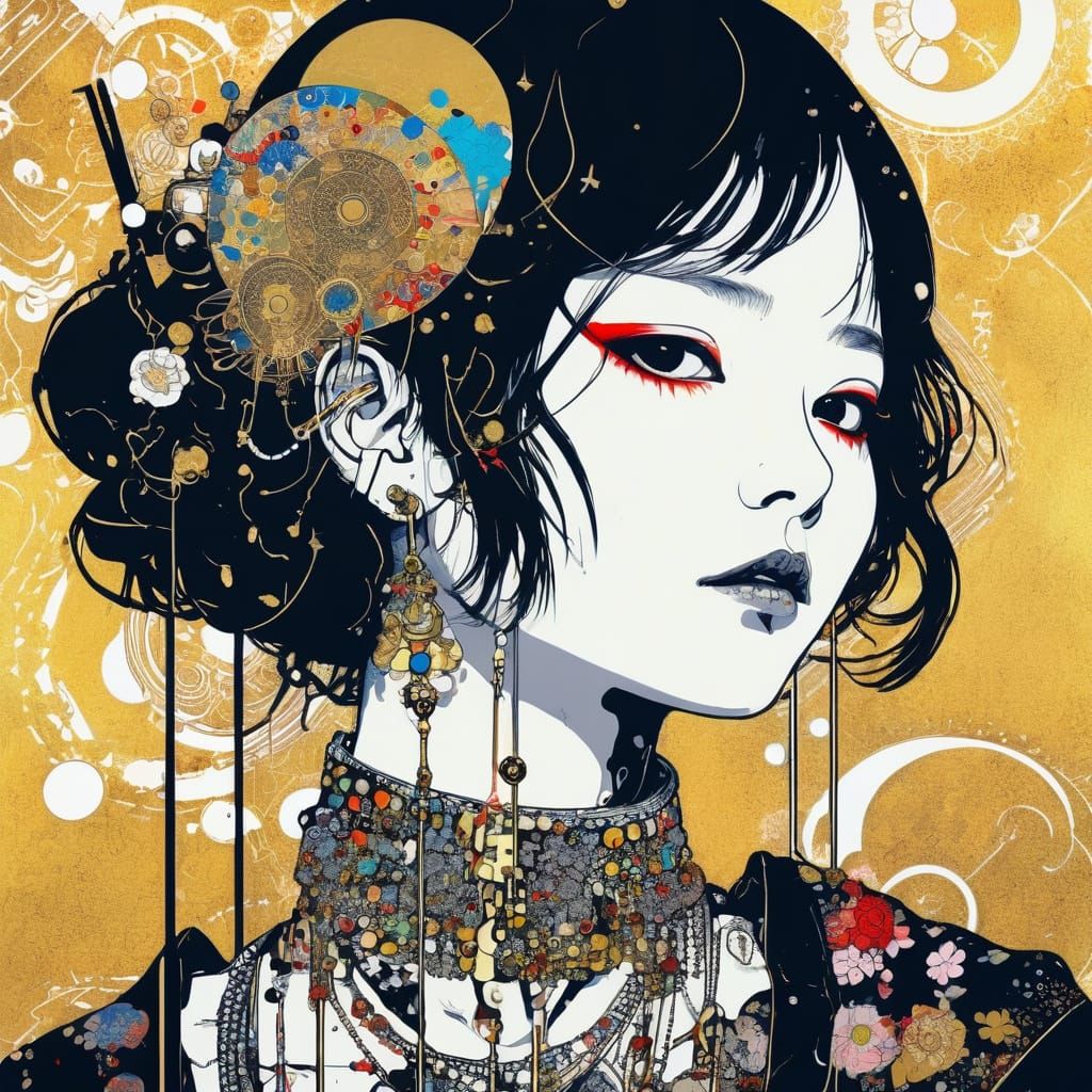 Haberdasherypunk Line Art Inspired by Klimt and Amano