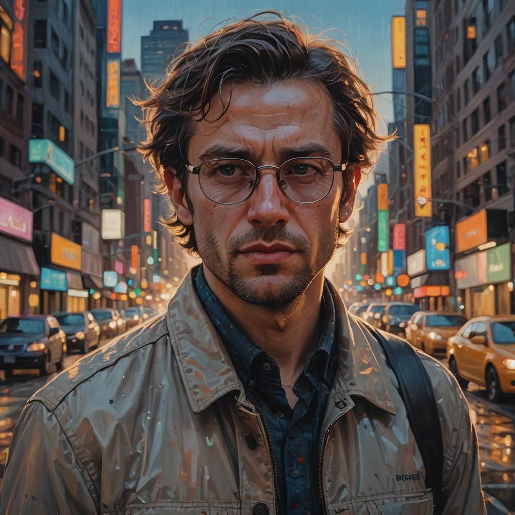 Hyperrealistic City Portrait at Dusk
