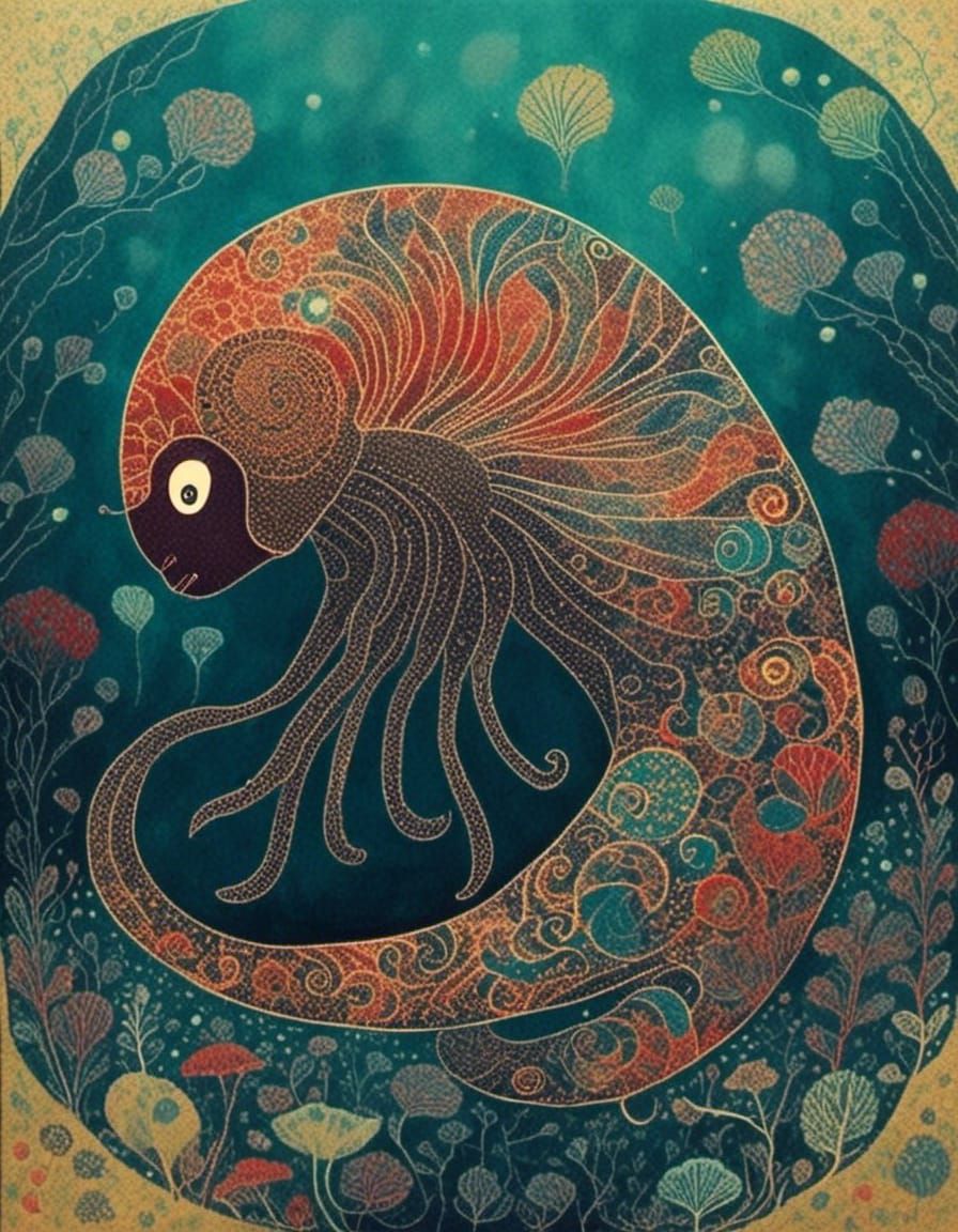 Underwater Scene in Mixed Media Style