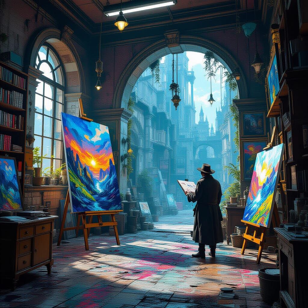 Omer Levy Painting in Art Store: Fantasy Concept Art