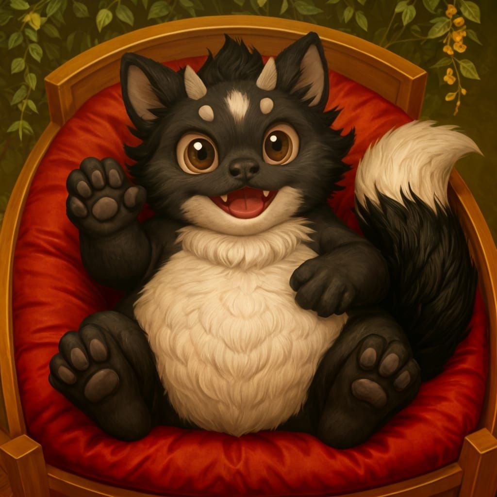 Cute Obese Dragon on Throne, Bird's Eye View