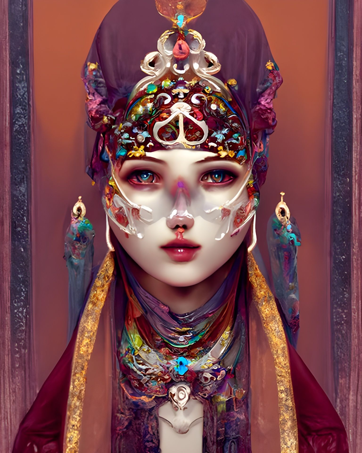 Ethereal Oracle Priestess in Rich Colors