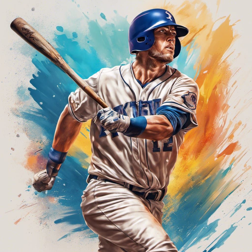 Baseball Home Run in Hyperrealistic Splash Art