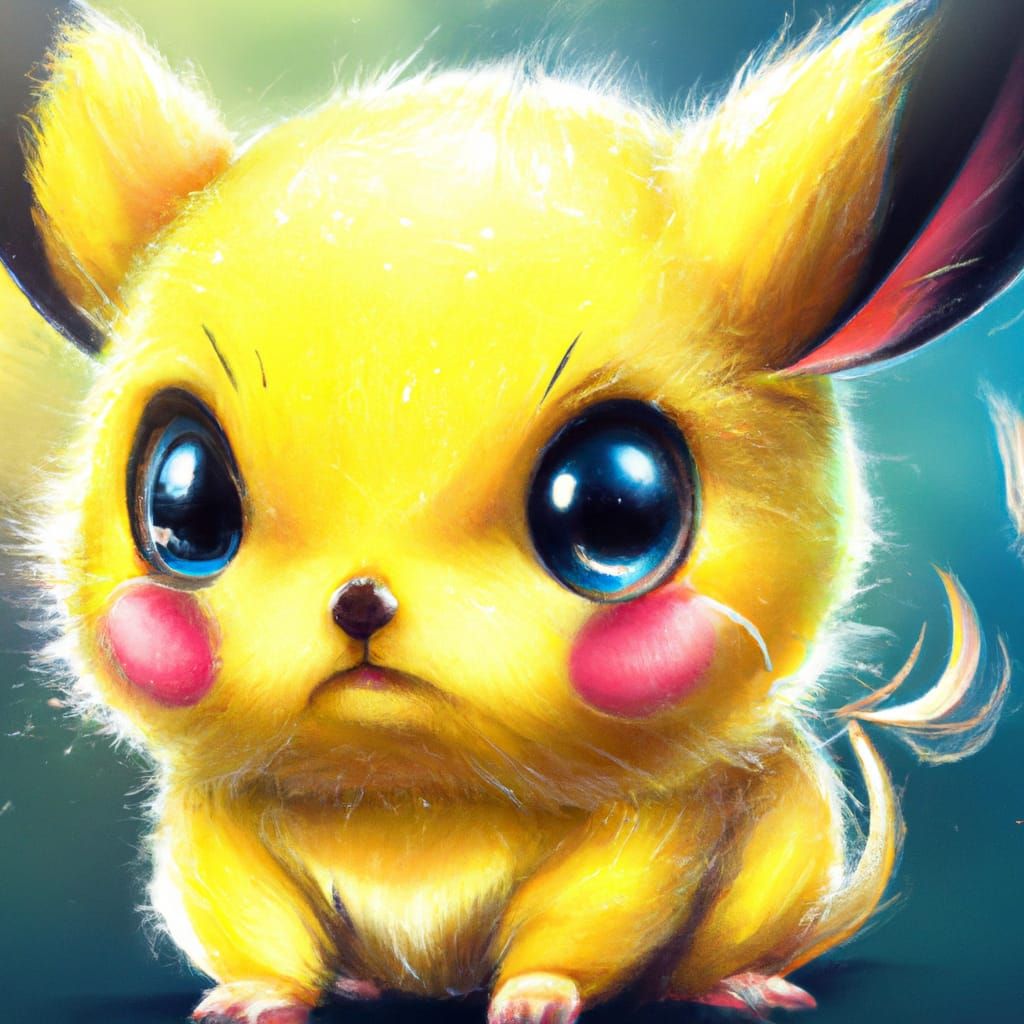 Chibi Pikachu Portrait in Digital Art Style