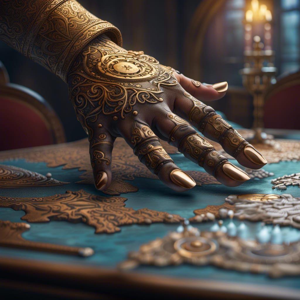 Open Hand on Table: Detailed Matte Painting