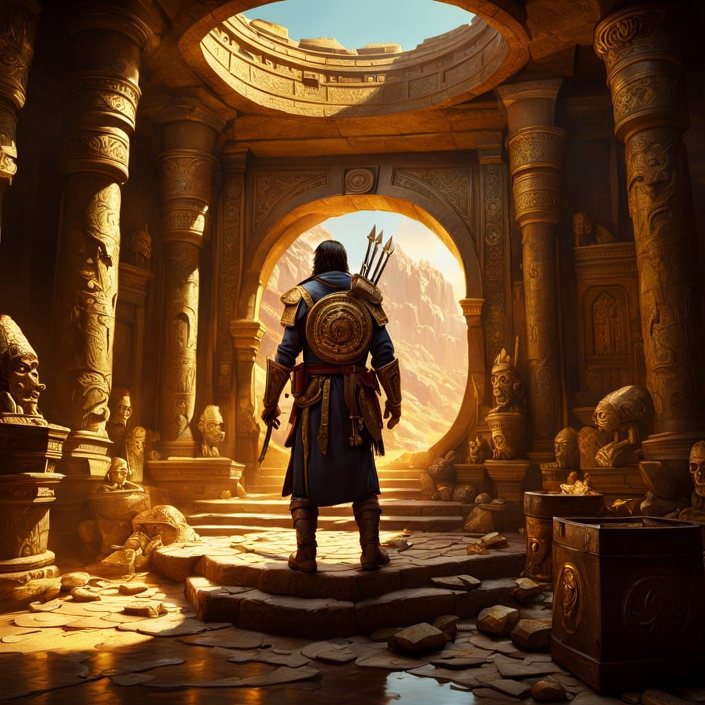 Explorer Allan Quatermain Enters Treasure Room