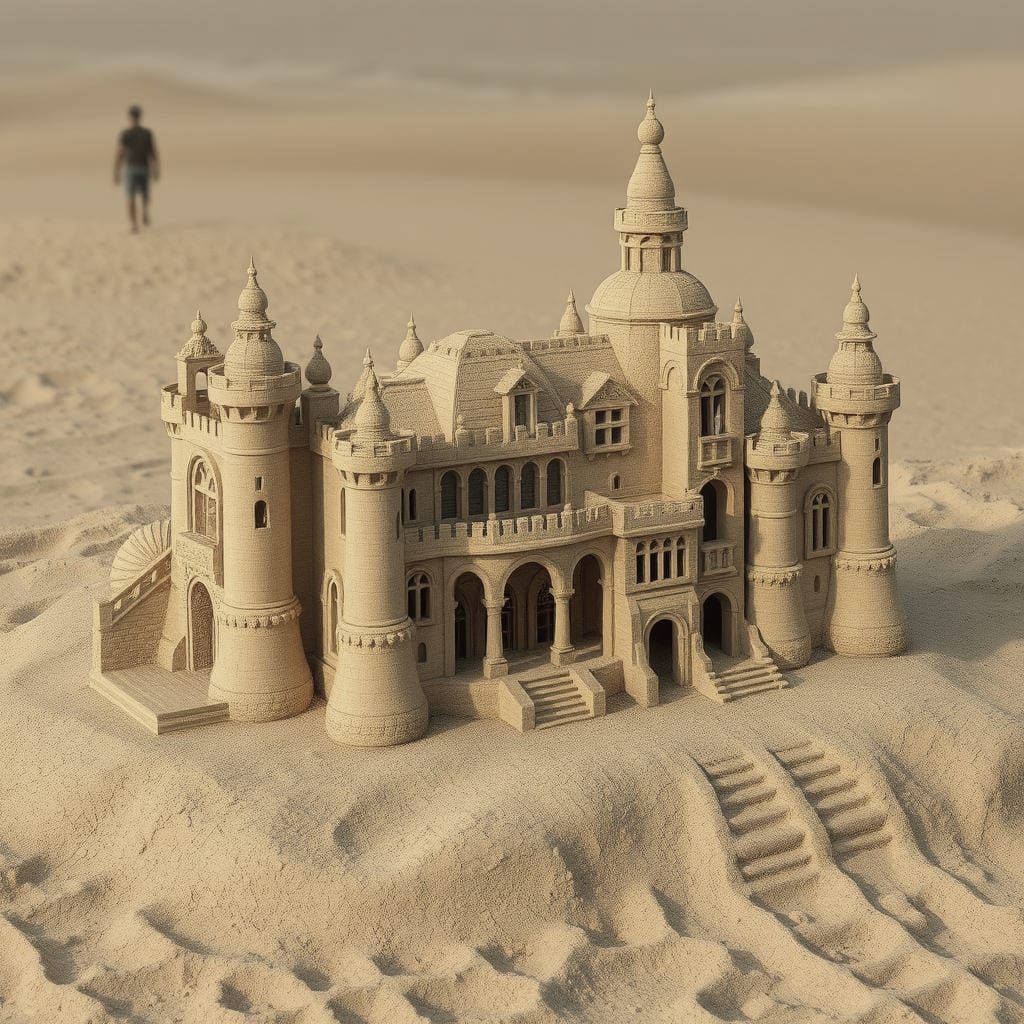 Detailed Sand Mansion on a Beach