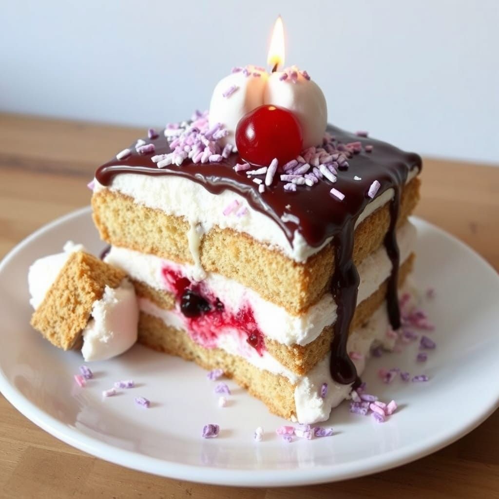 Creative Ice Cream Cake with Marshmallows and Cherry Cola Fr...