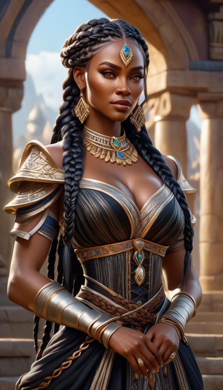 Gorgeous Woman in Warcraft Style Finely Crafted Dress