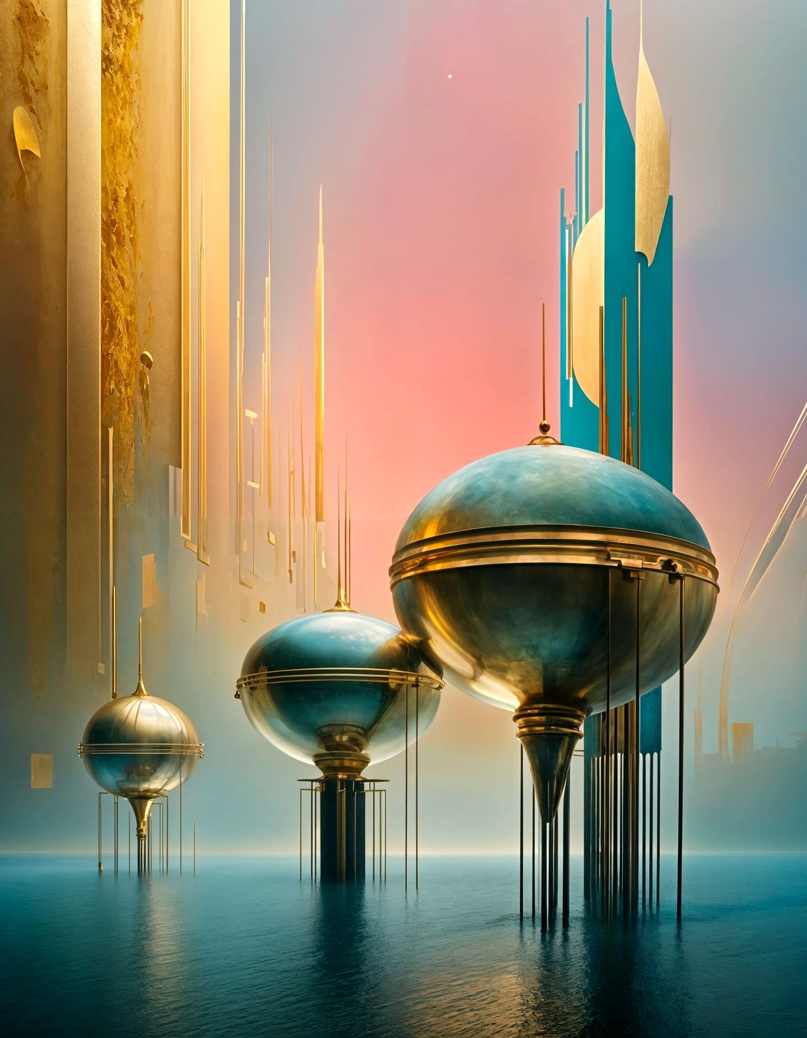 Abstract Golden Cycles: Detailed Matte Painting