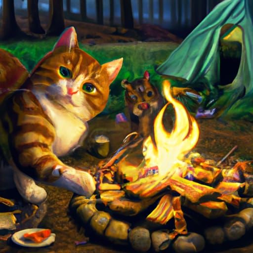 Cat by Campfire