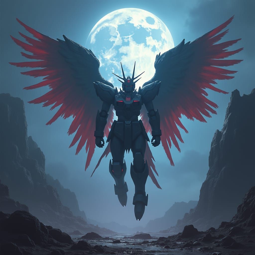 Gundam Astray in Dark Fantasy Landscape