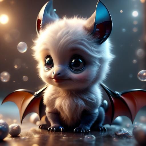 Adorable Baby Bat in Magical Alcohol Ink Style