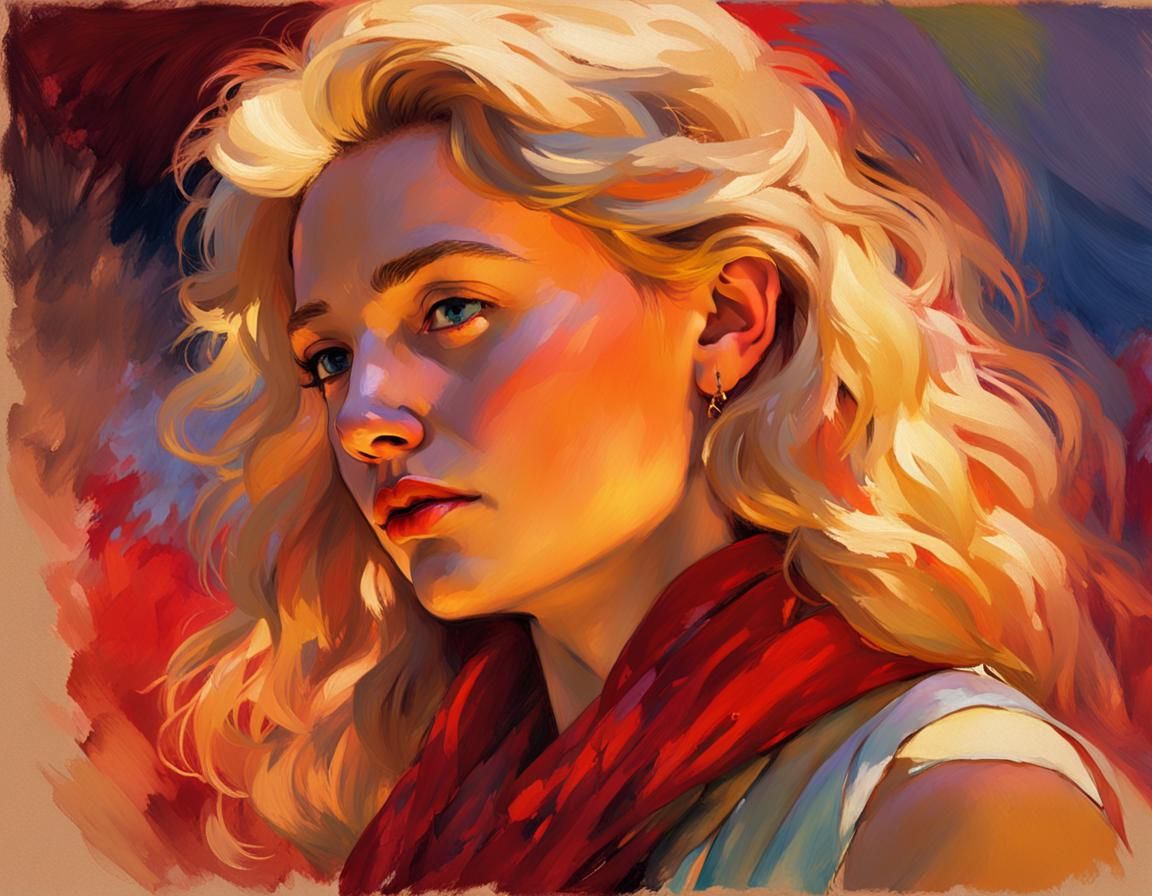 Impressionistic Portrait of Woman in Art Nouveau Style