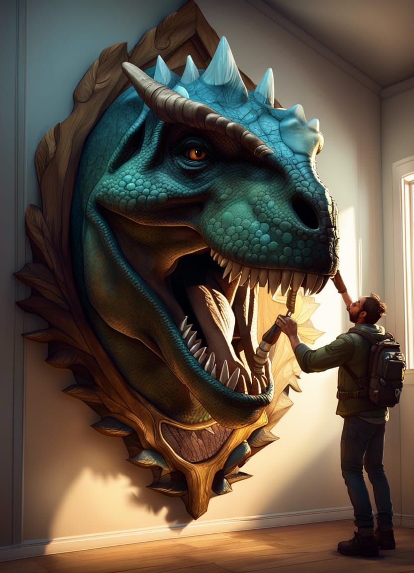 Hunter's Dinosaur Trophy: Hyperdetailed Concept Art