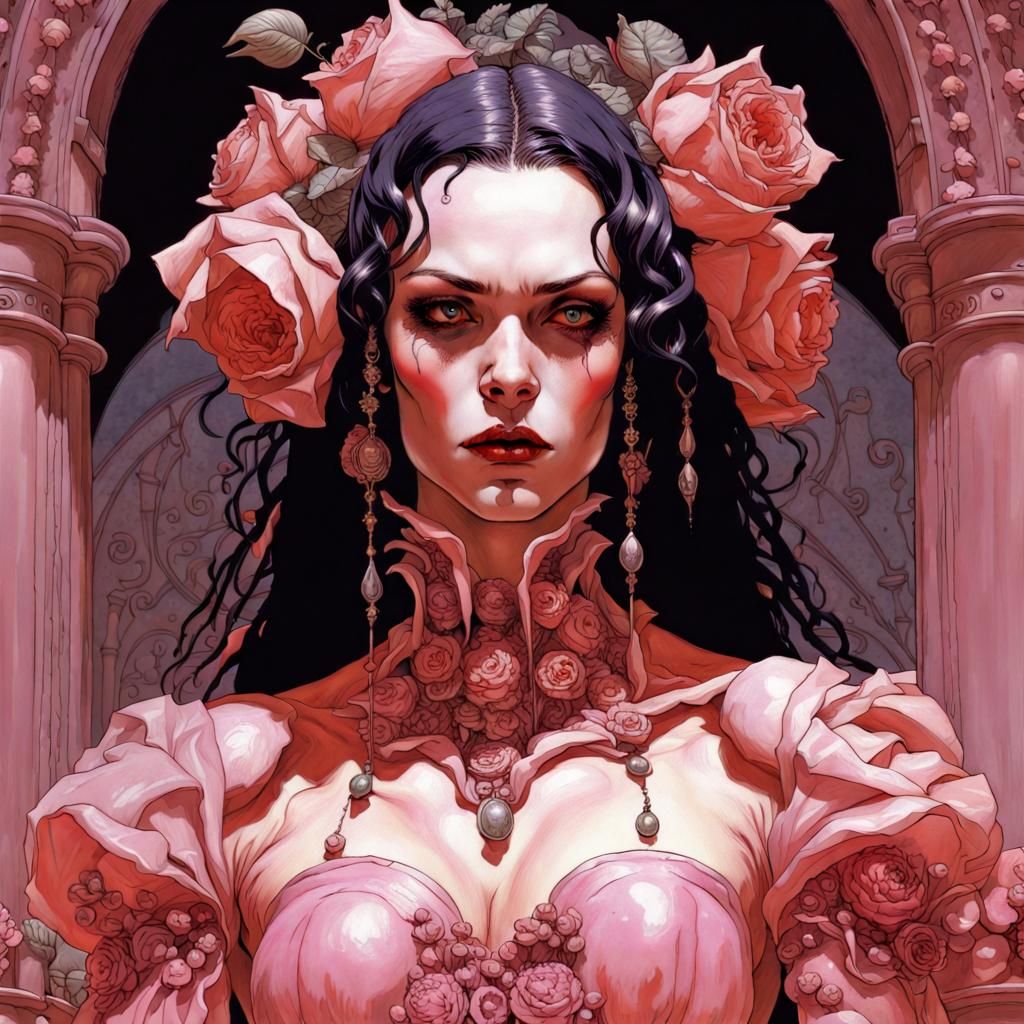 Vampire in Pink Gown: Hyperdetailed Comic Art