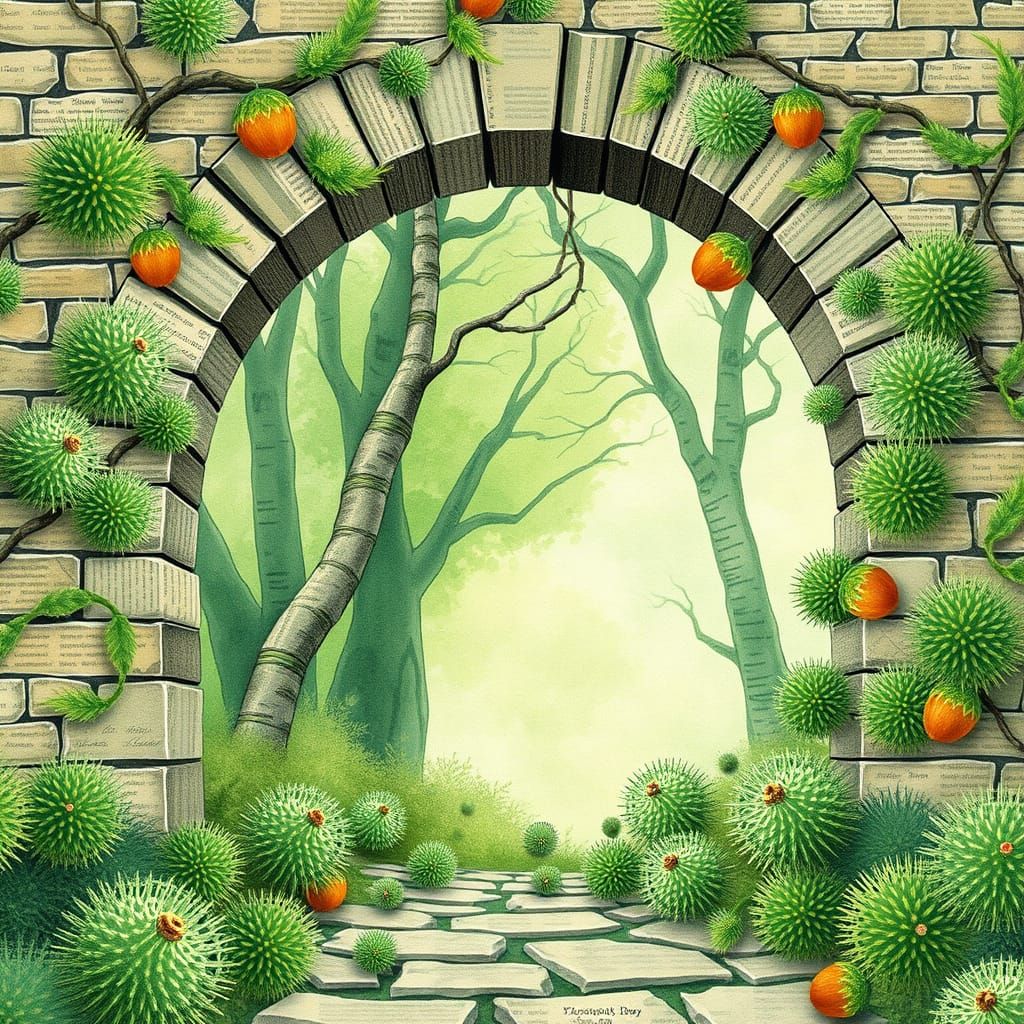 Victorian Archway in Whimsical Green Forest