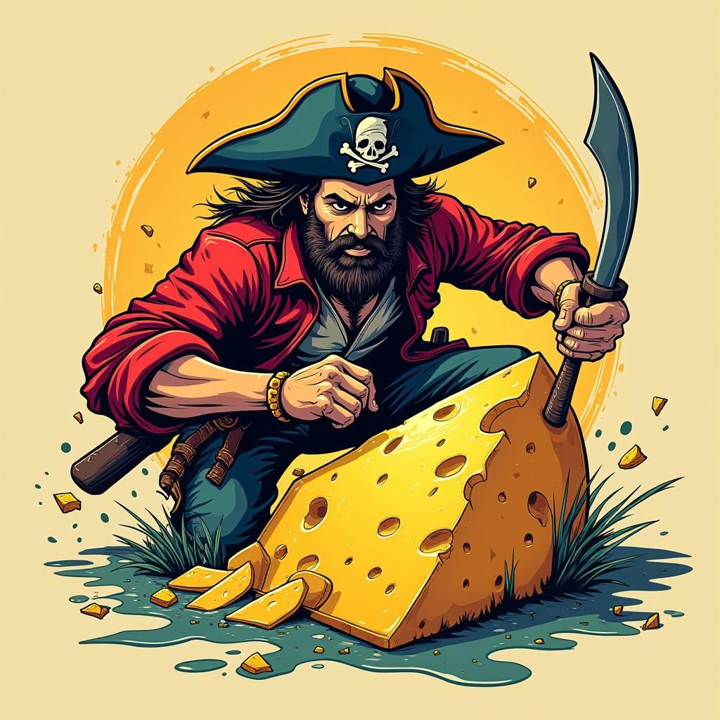 Pirate Cheese Wheel Pop Art Explosion