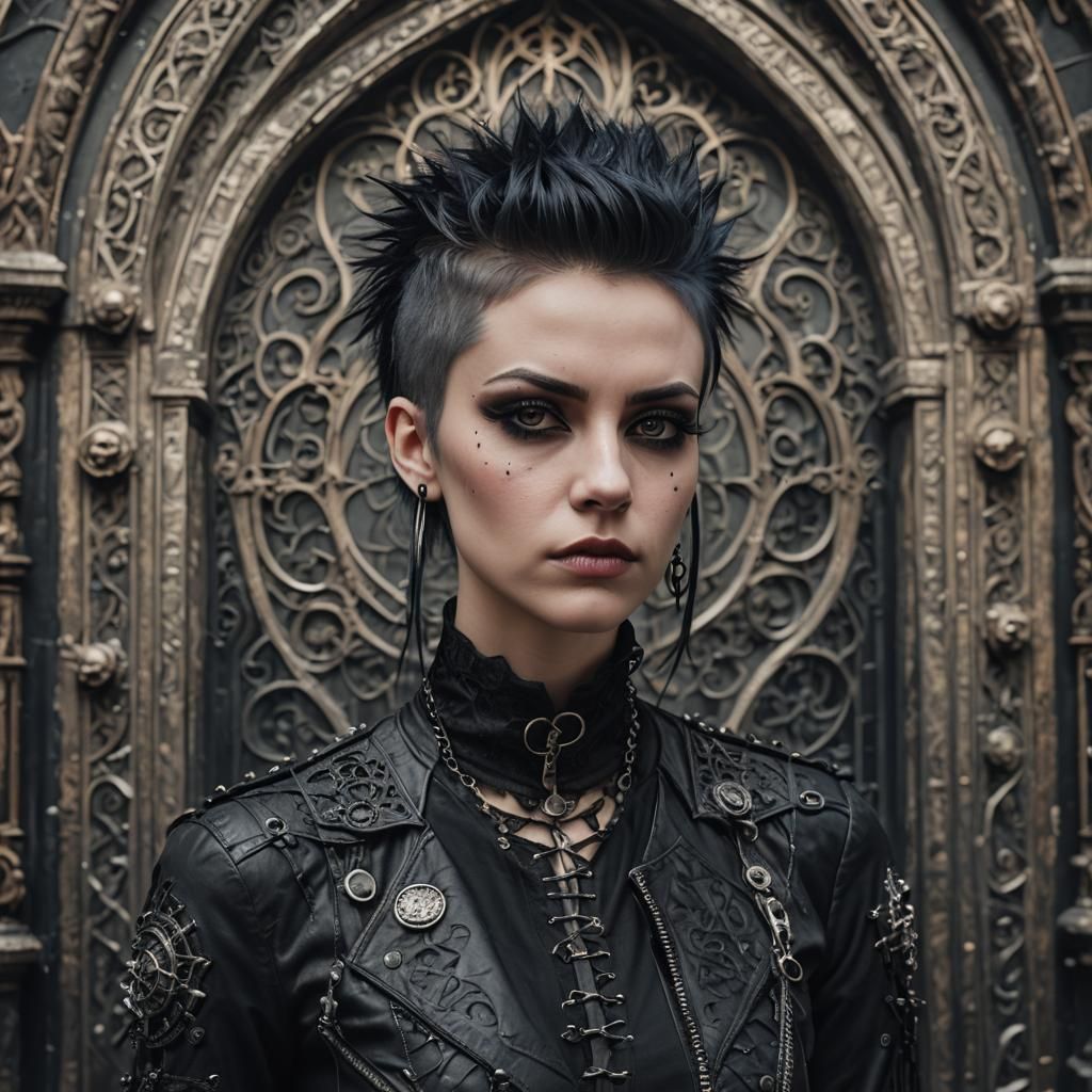 Gothic Punk Woman in Detailed Photorealistic Portrait