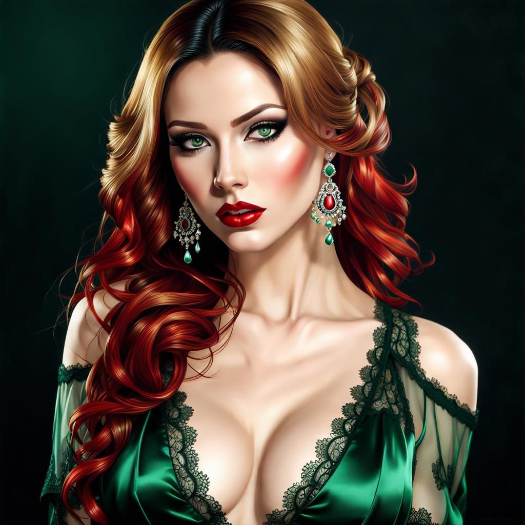 Emerald Lace: A Gothic Portrait of Spanish Beauty