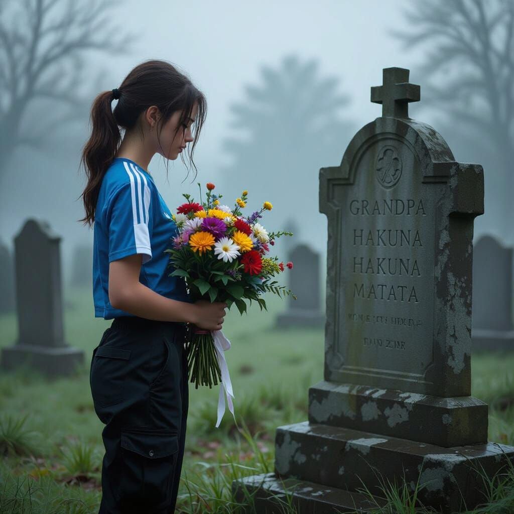 Girl Mourns at Graveyard: A Poignant Scene
