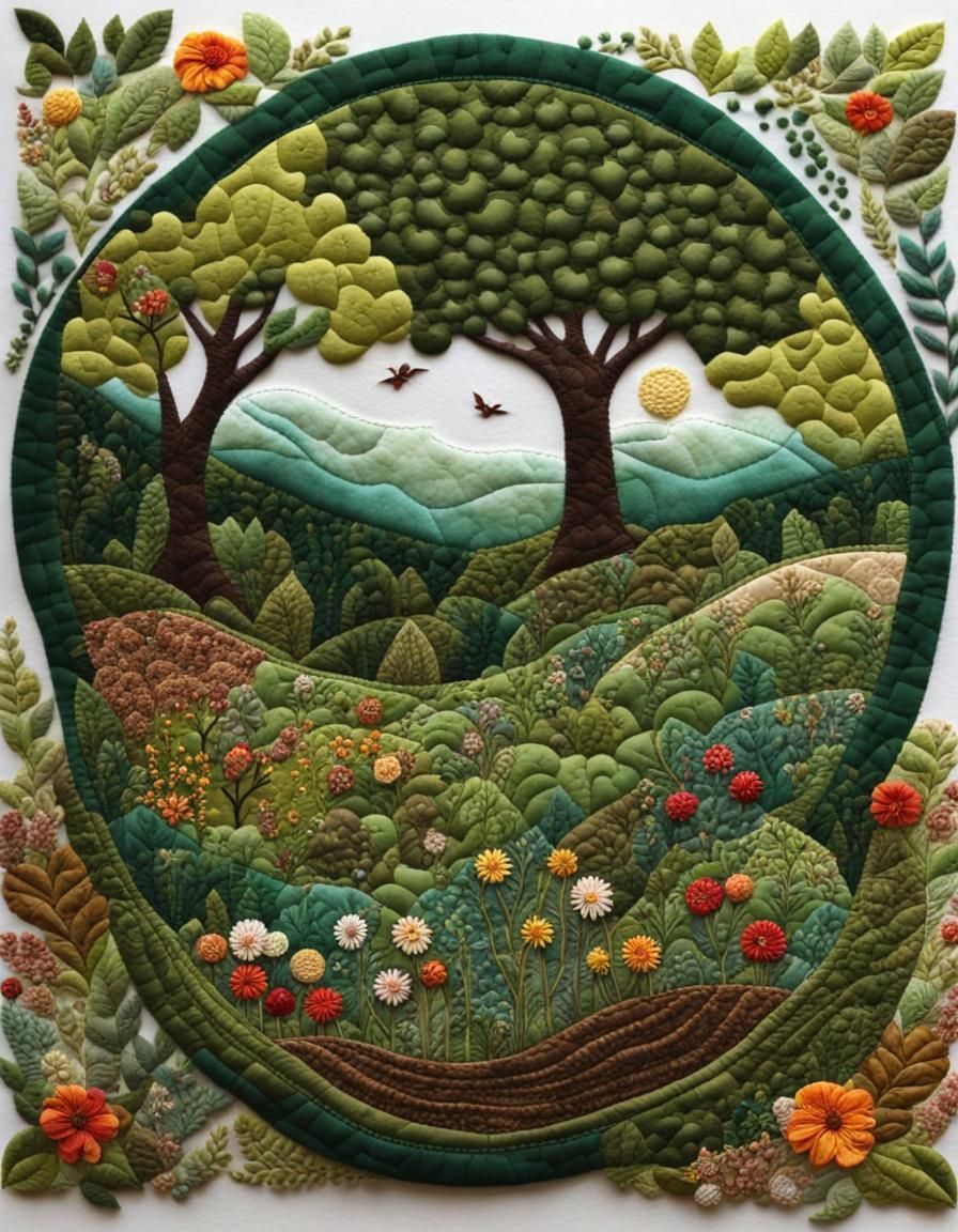 Cross-Section of Earth with Emerging Flora in Watercolor