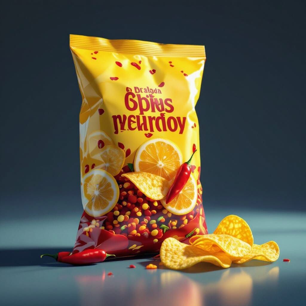 Spicy Chili Lemon Chips in 3D Pixar Style