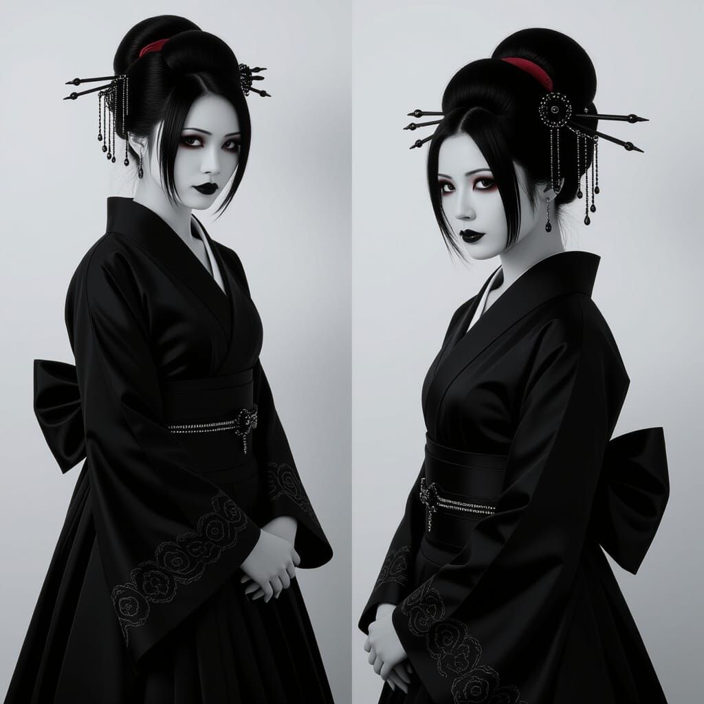 Gothic Japanese Woman in Underworld