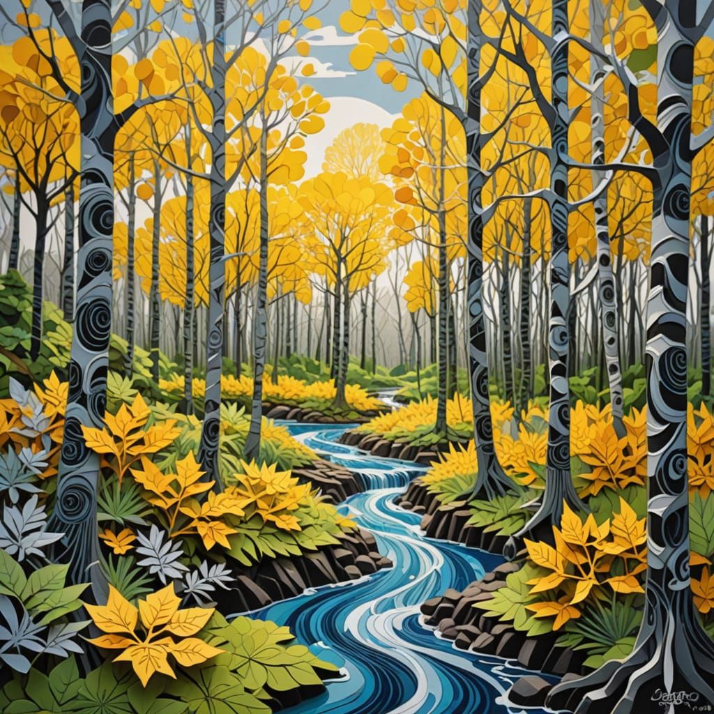 Intricate 3D Kirigami Art of Aspen Forest