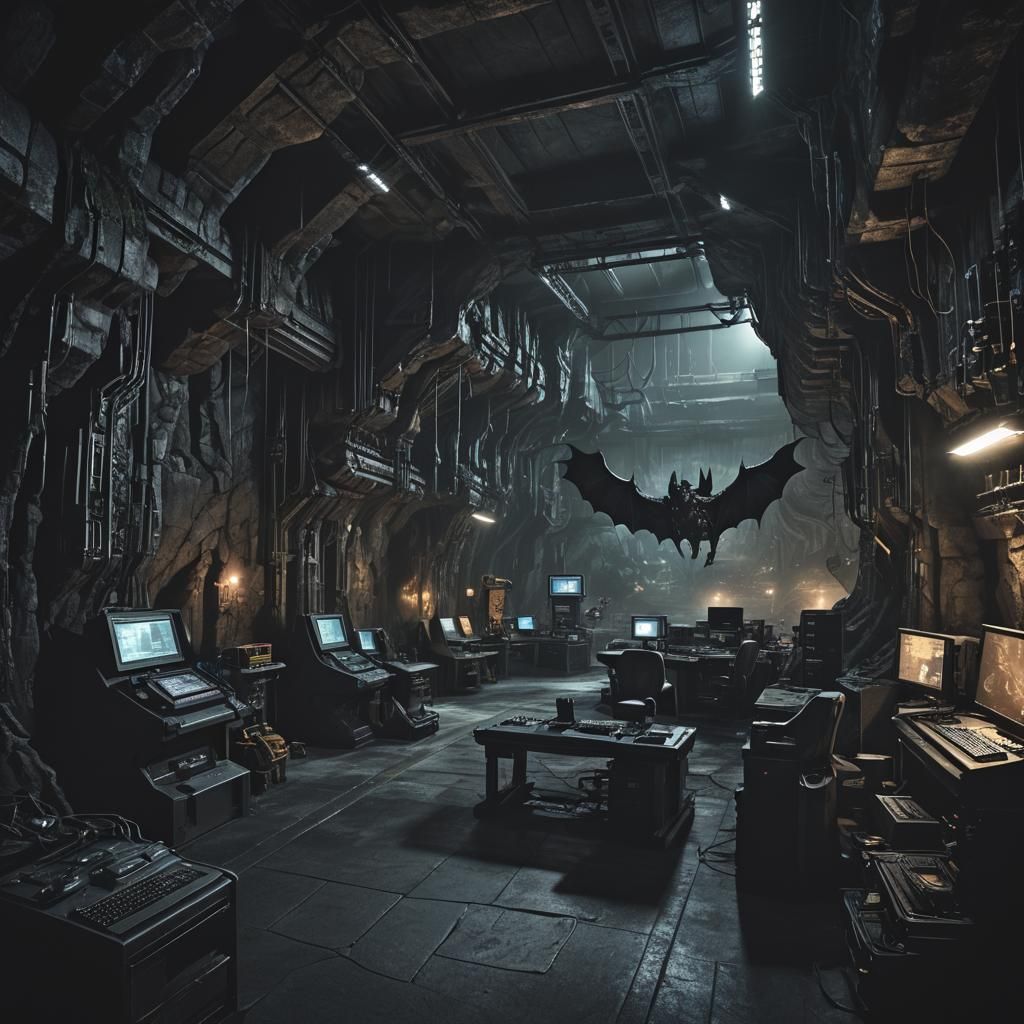 The Batcave: Dark Cavern with High-Tech Machines