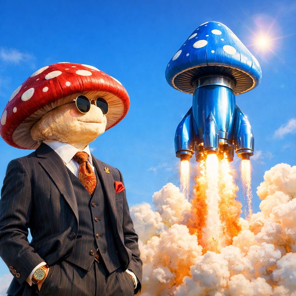 Mushroom Billionaire's Blue Rocket Blasts Off