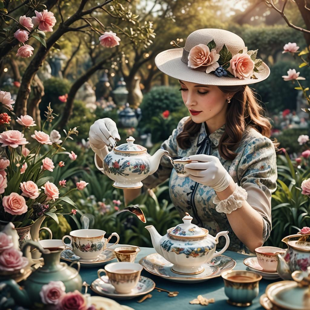 Elegant English High Tea in Whimsical Garden