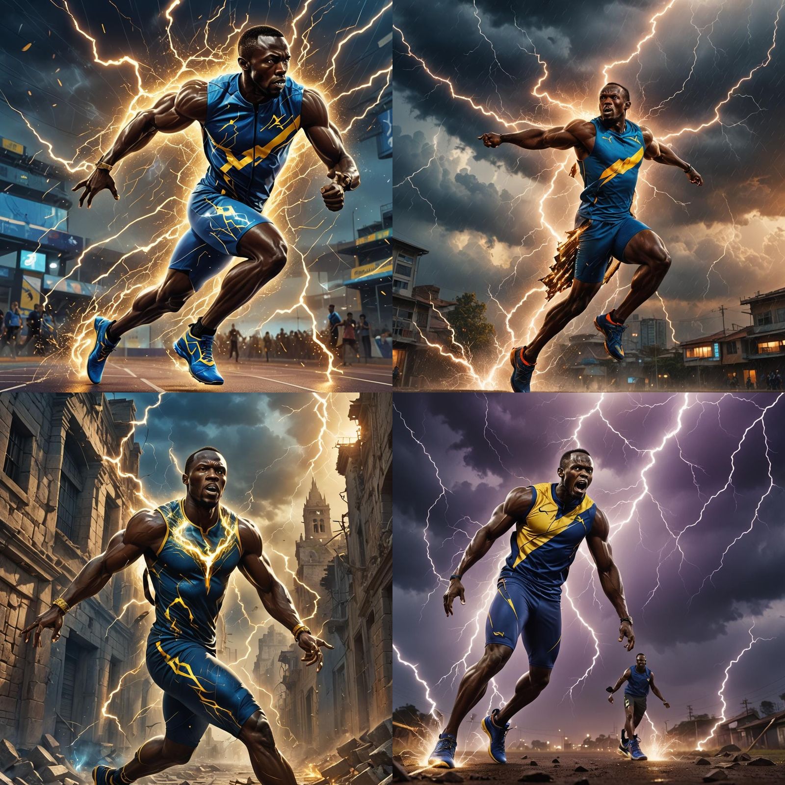 Usain Bolt in a Storm of Lightning