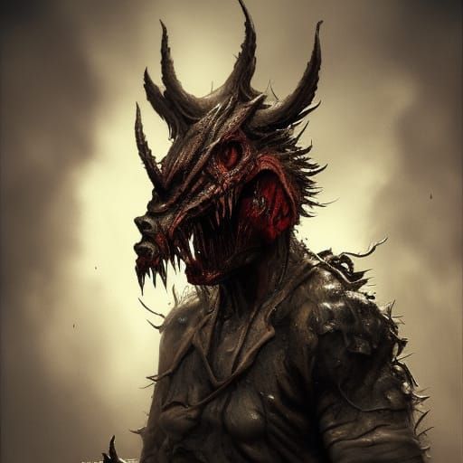 Creepy Bloody Animal Mask in Dark Fantasy Style