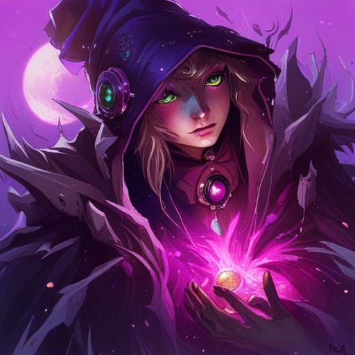 Bear Witch Alchemist in Bioluminescent Laboratory