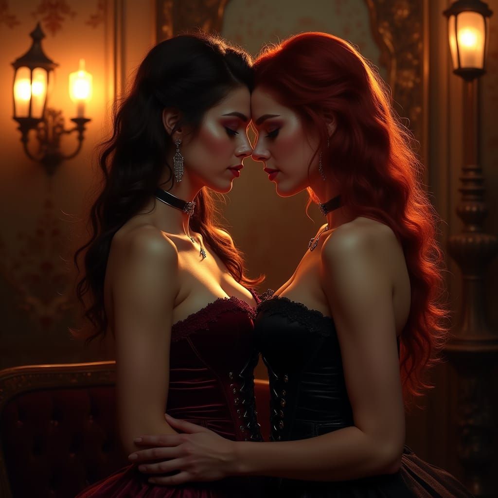 Elegant Embrace in Gothic Victorian Style