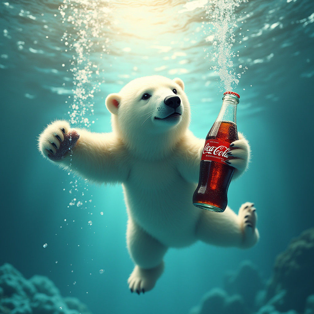 Polar Bear with Coca-Cola: Dreamlike Fantasy Art