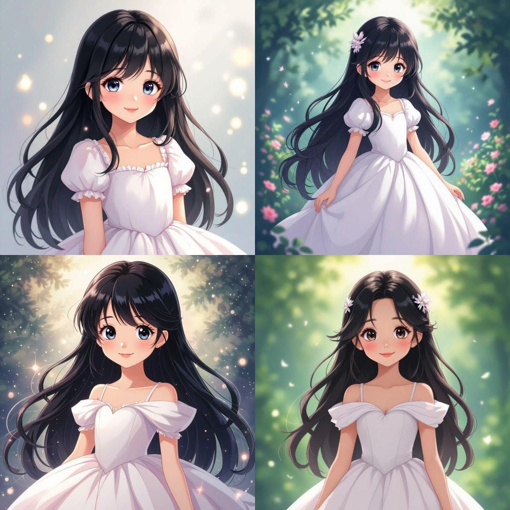 Anime Angelic Girl in Princess Dress