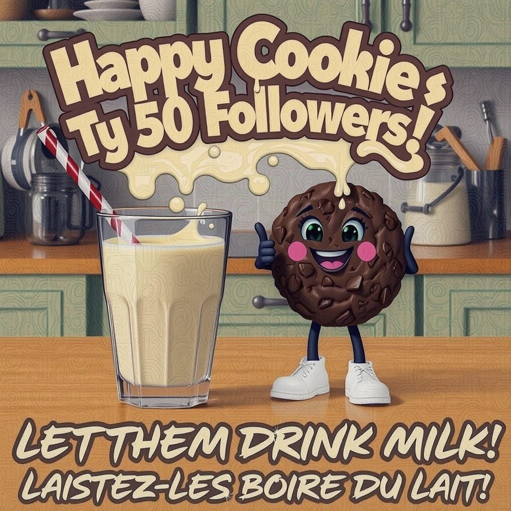 Cheerful Cookie Celebrates with Milk Splash