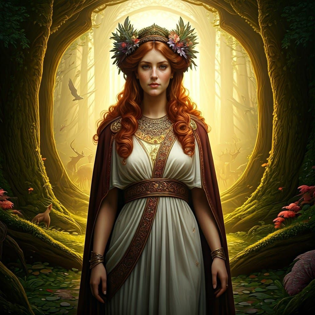 Etruscan Goddess Cel in Ancient Forest