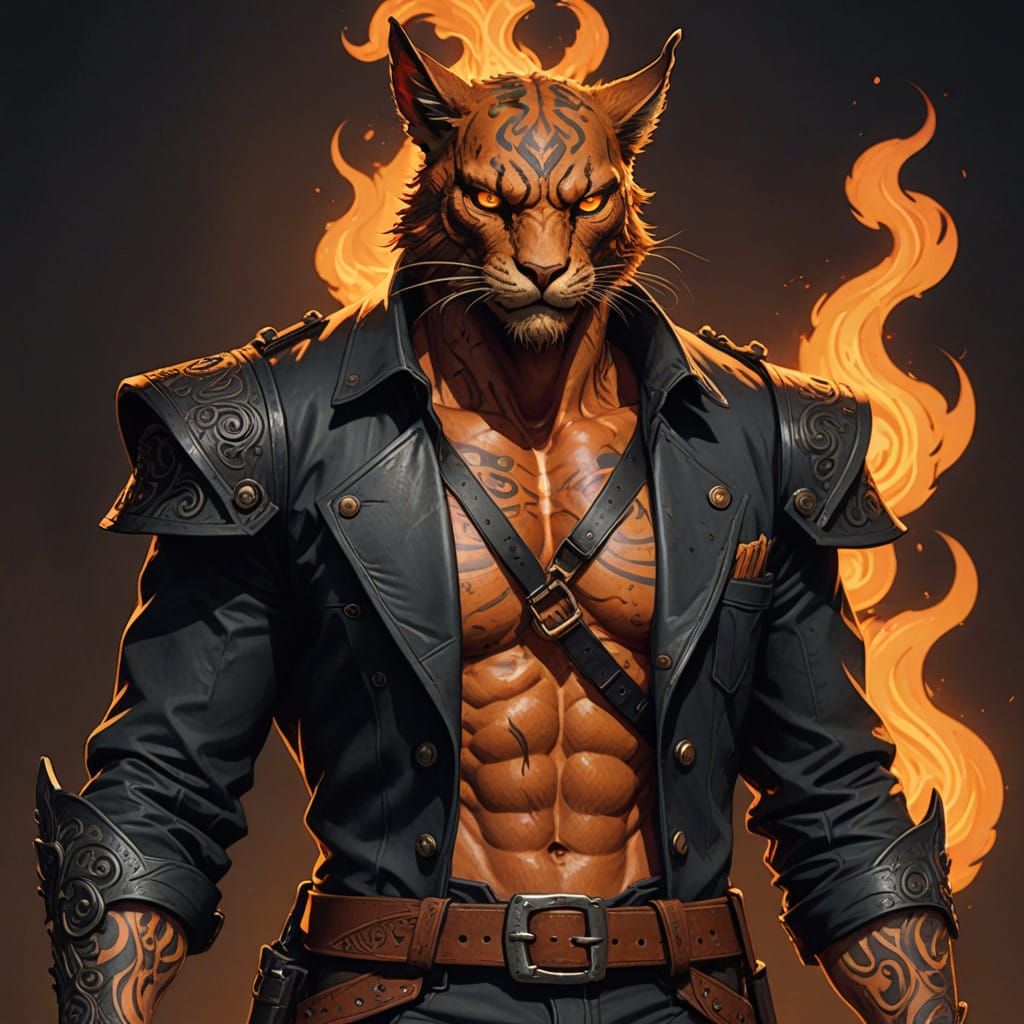 Demonic Gunslinger with Tribal Tattoos and Horns