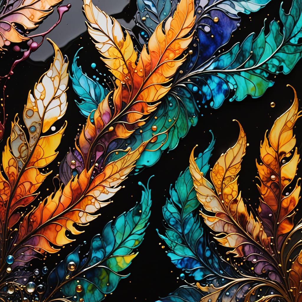 Phoenix Rising Mosaic Mural in Alcohol Inks